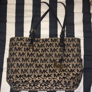 Tan and Brown Michael Kors Signature Large Tote